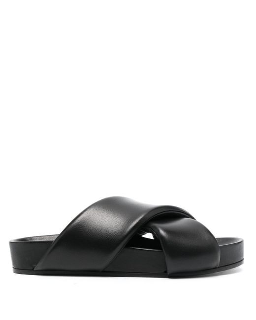 Jil Sander polished-finish crossover-strap sandals