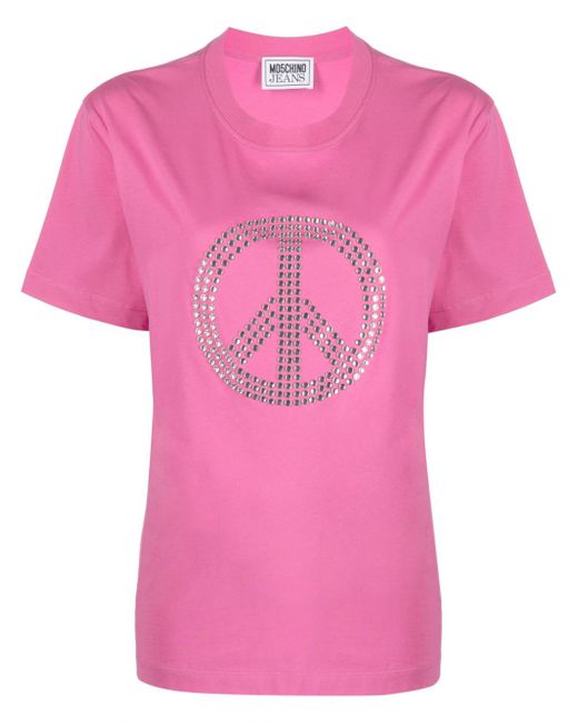 Moschino Jeans Peace Symbol-studded T-shirt