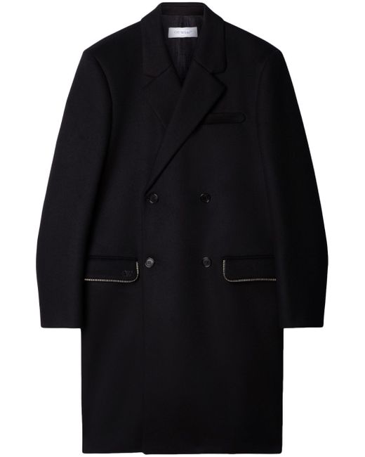 Off-White zip-detail virgin wool coat
