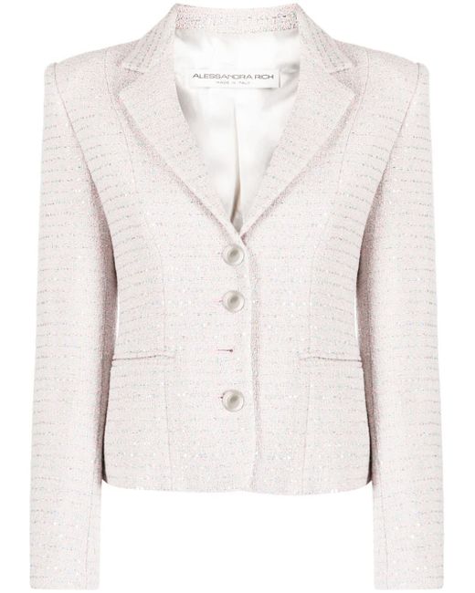 Alessandra Rich embellished single-breasted tweed blazer