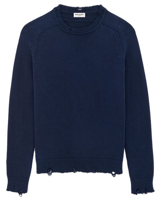 Saint Laurent distressed-effect knit jumper