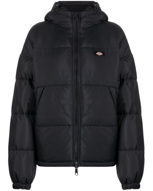 Dickies logo-patch hooded puffer jacket