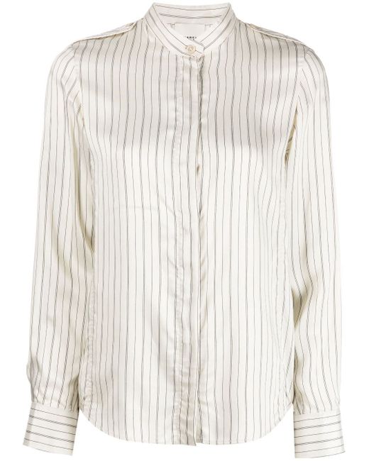 Isabel Marant striped band-collar shirt