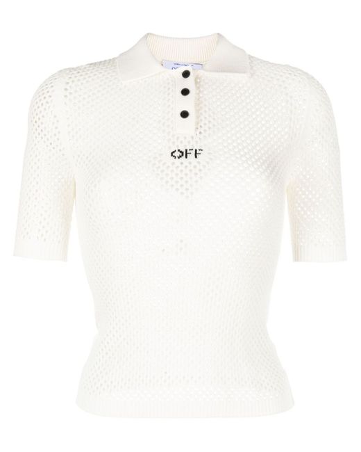 Off-White logo-intarsia open-knit top
