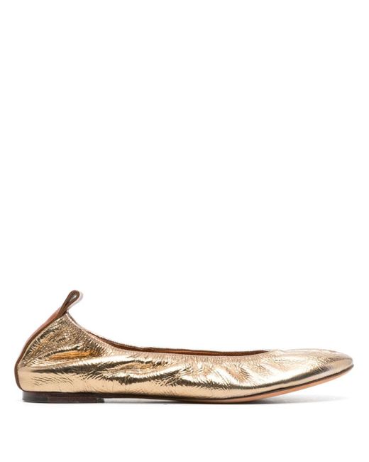 Lanvin metallic leather ballerina shoes