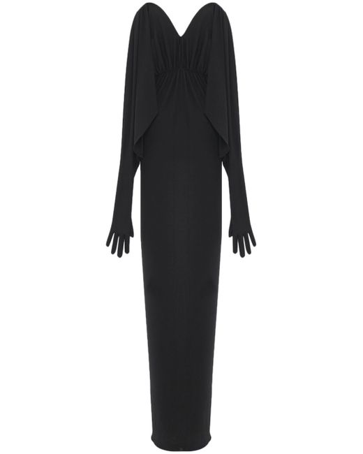 Saint Laurent strapless glove-sleeve maxi dress