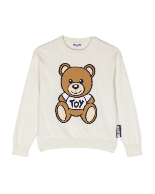 Moschino Kids Teddy Bear-intarsia cotton-blend jumper