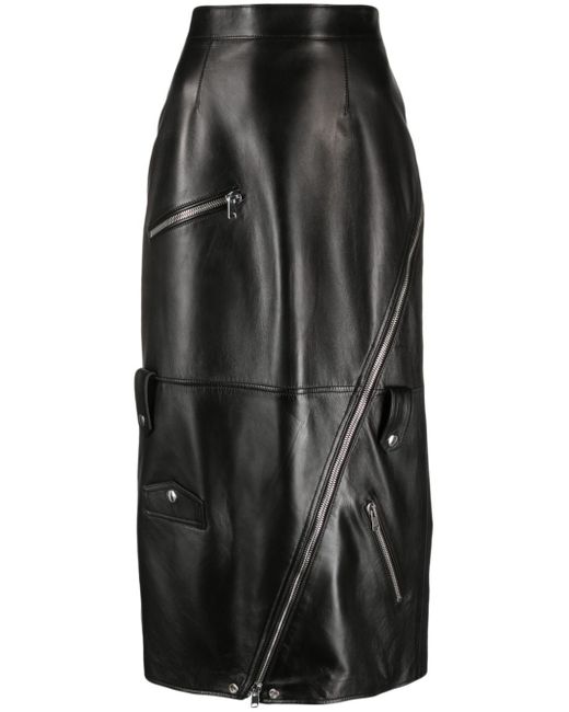 Alexander McQueen high-waisted polished-finish skirt