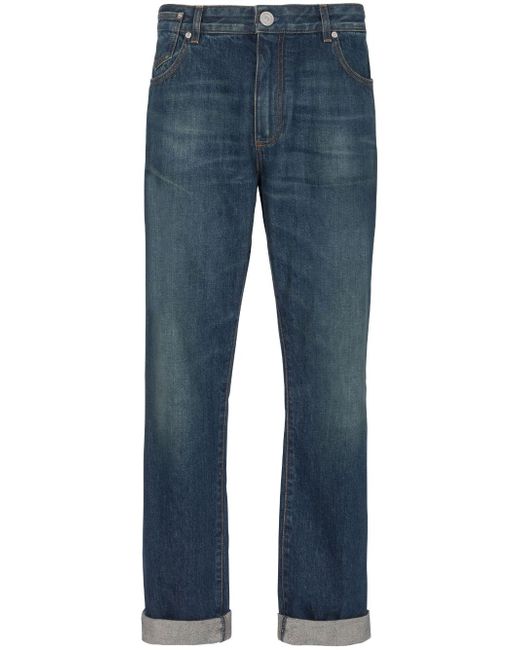 Balmain Vintage logo-patch straight-leg jeans