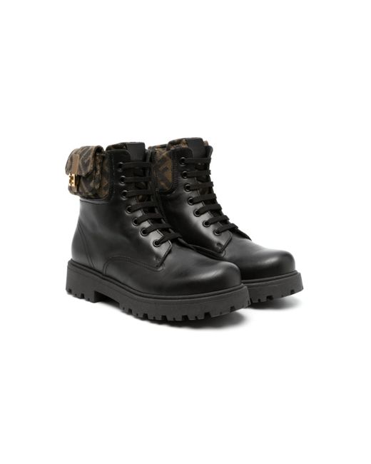 Fendi Kids FF-print leather boots