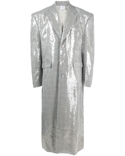 Vetements sequin-embellished checked coat