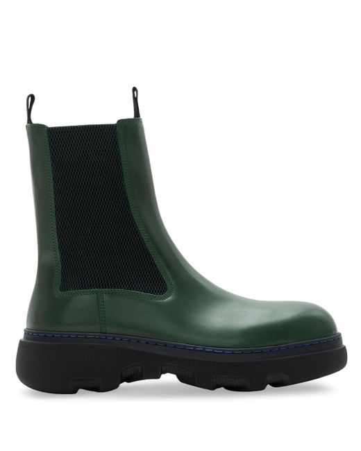 Burberry round-toe leather boots