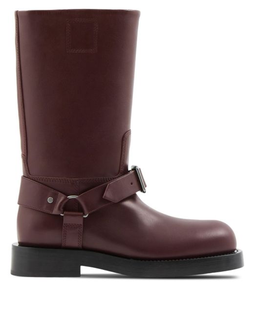 Burberry Saddle buckled leather boots