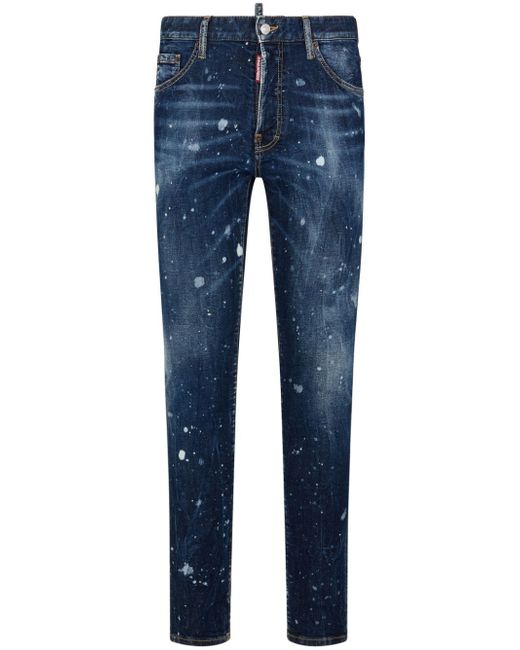 Dsquared2 paint-splatter skinny-cut jeans