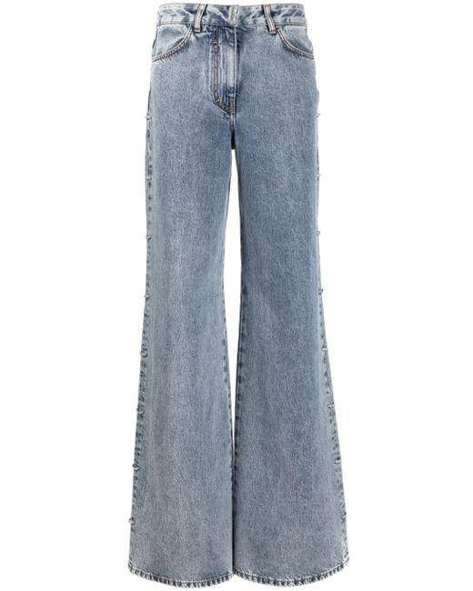 Givenchy crystal-embellished wide-leg jeans