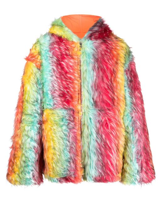 Bluemarble striped reversible faux-fur hooded jacket