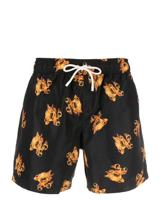 Palm Angels Burning monogram-print swim shorts
