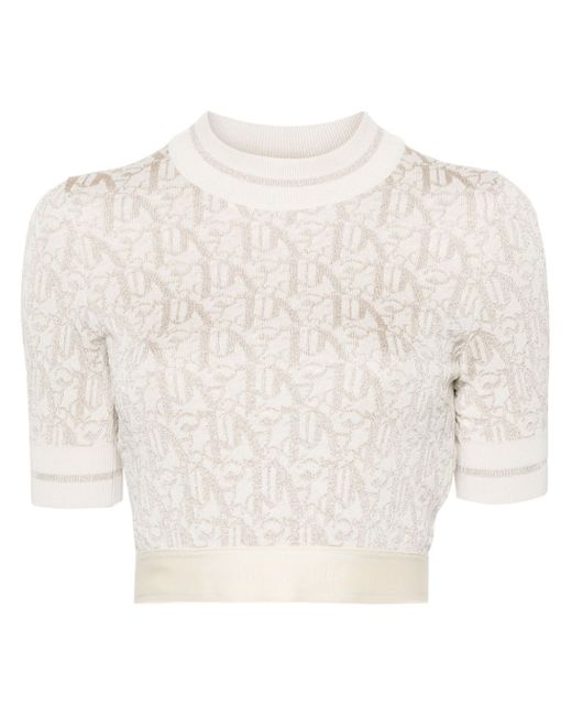 Palm Angels monogram-jacquard knitted crop top