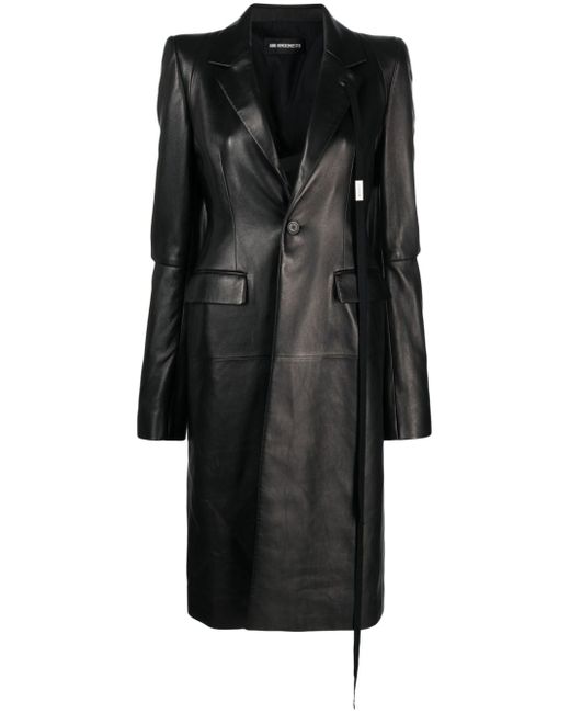 Ann Demeulemeester notched-lapels leather coat