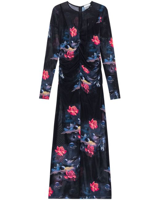 Ganni floral-print ruched maxi dress