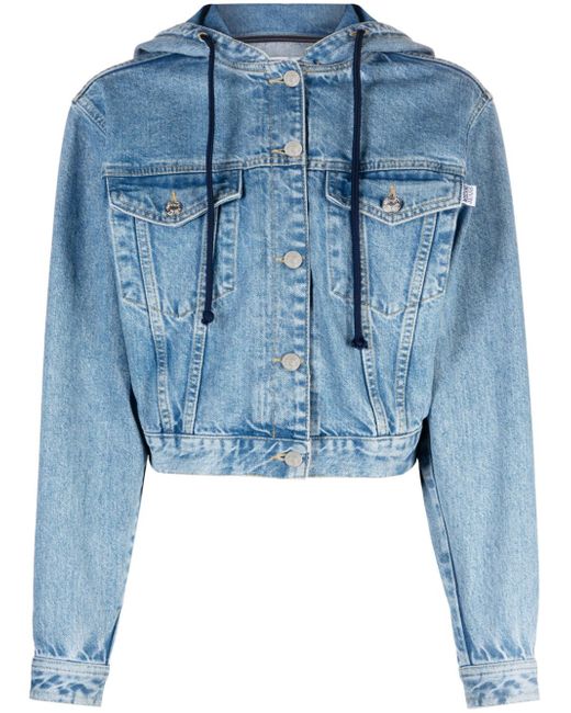 Moschino Jeans hooded cropped denim jacket