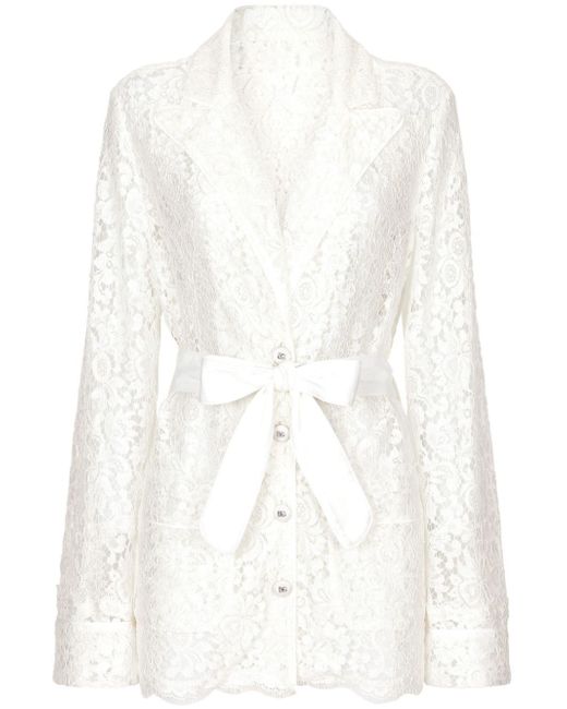 Dolce & Gabbana floral-lace belted shirt