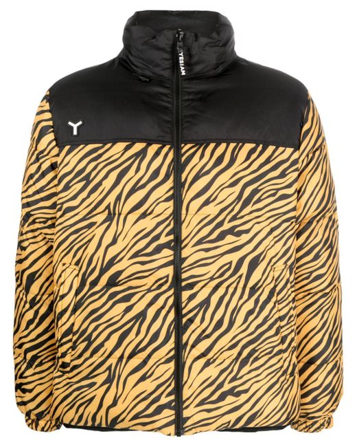 Yes I Am tiger-print reversible padded jacket