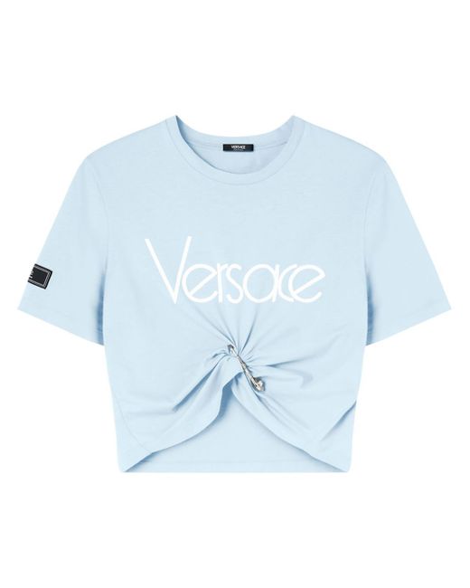 Versace logo-print cropped cotton T-shirt