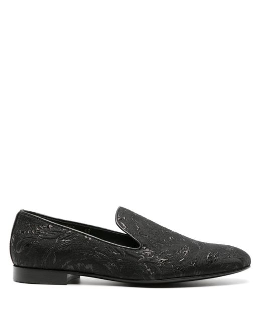 Versace Barocco jacquard leather slippers