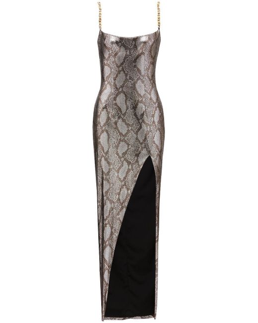 Balmain python-print metallic maxi dress