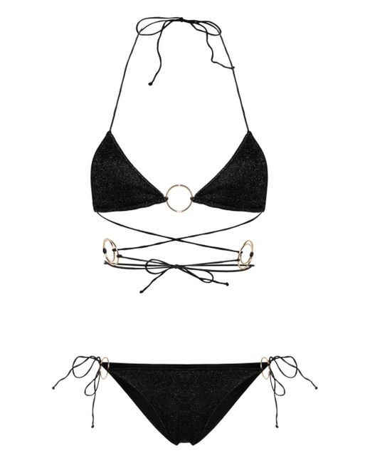 Oséree glitter-detail triangle-cup bikini set