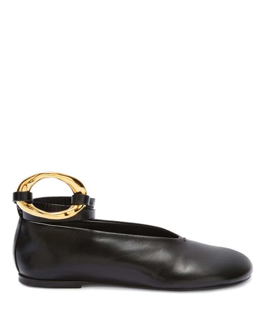 Jil Sander ring-detail leather ballerina shoes