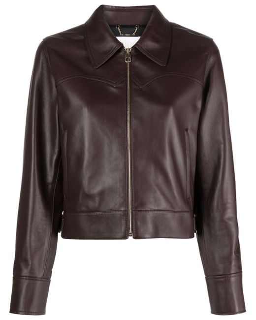 Chloé spread-collar leather jacket