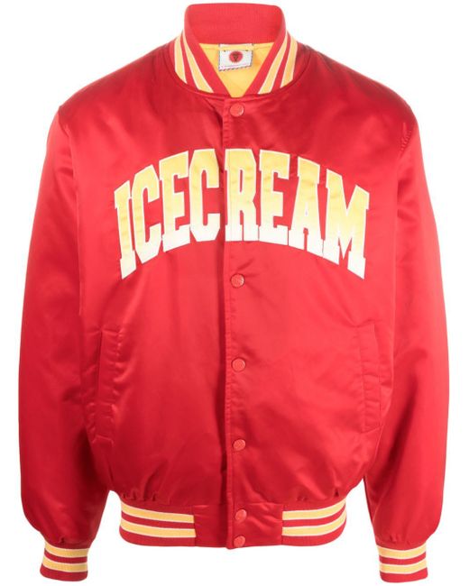 Icecream logo-appliqué varsity bomber jacket