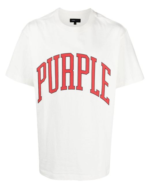Purple Brand Collegiate logo-flocked T-shirt