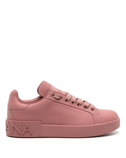 Dolce & Gabbana embossed-logo leather sneakers