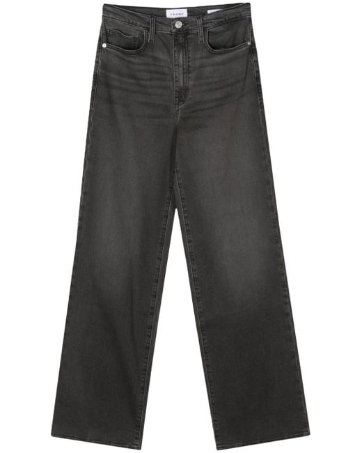 Frame whiskering-effect washed straight-leg jeans