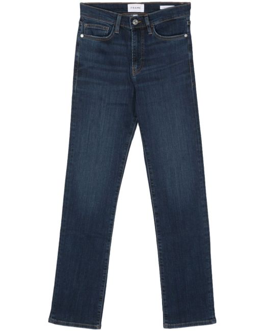Frame whiskering-effect straight-leg jeans