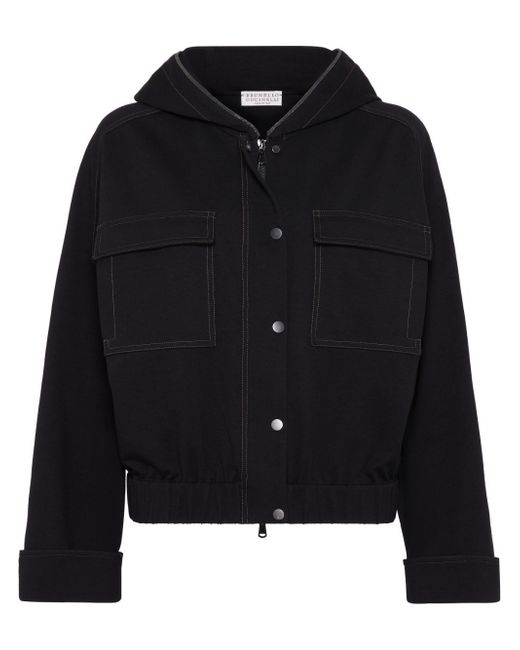 Brunello Cucinelli contrast-stitching hooded jacket