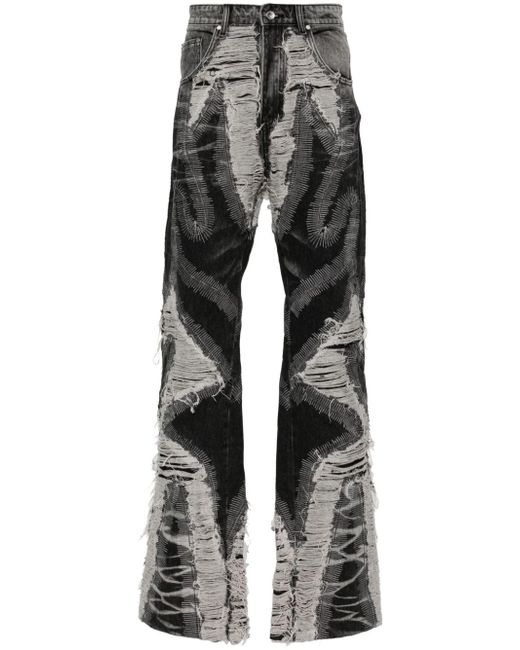 WHO Decides WAR Path distressed-effect wide-leg jeans