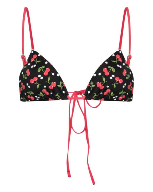 Frankies Bikinis Lumia cherry-print bikini top