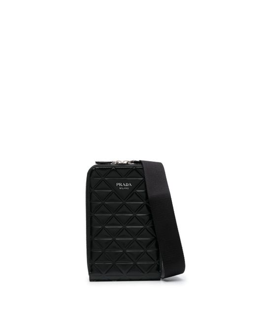Prada triangle-logo leather phone case