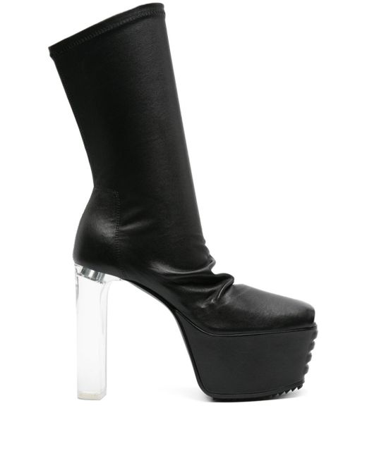 Rick Owens peep-toe leather mid-calf boots
