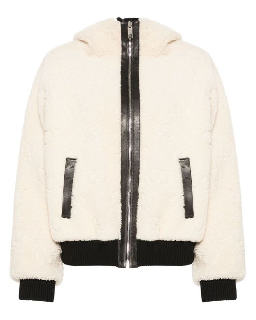 Gucci monogram-shearling hooded jacket