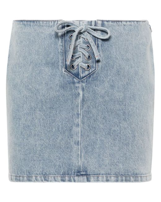 Rotate lace-up denim skirt
