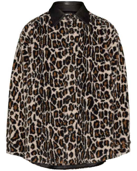 Maison Margiela leopard-print faux-fur shirt