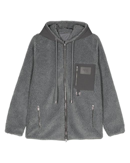 Fendi logo-appliqué fleece jacket