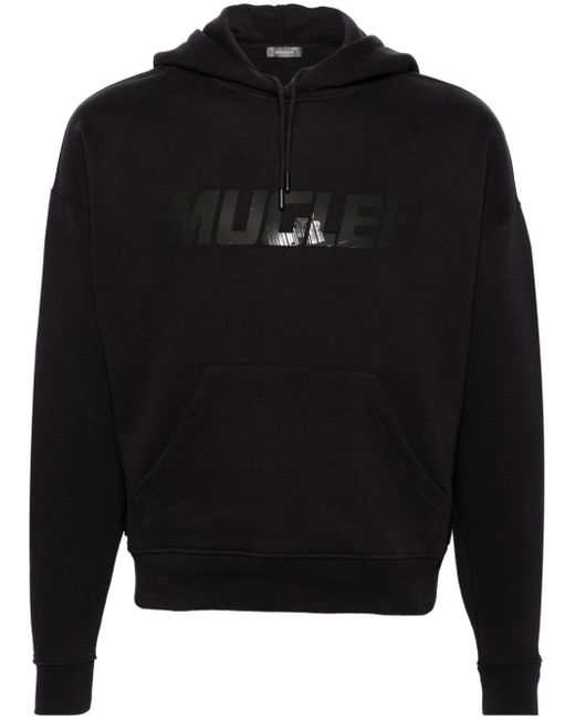 Mugler logo-appliqué cotton blend hoodie