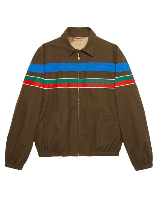 Gucci logo-stripe zip-up jacket