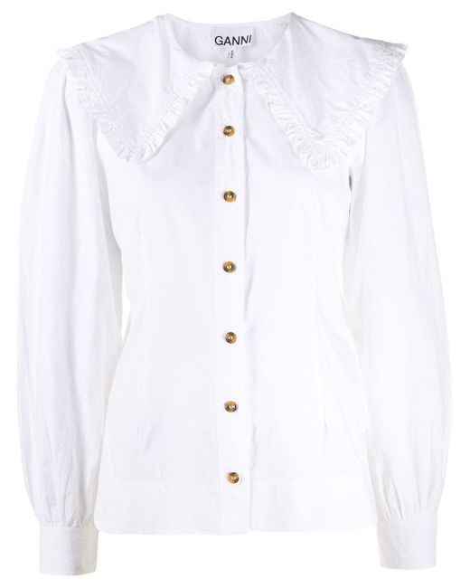 Ganni oversized-collar buttoned blouse